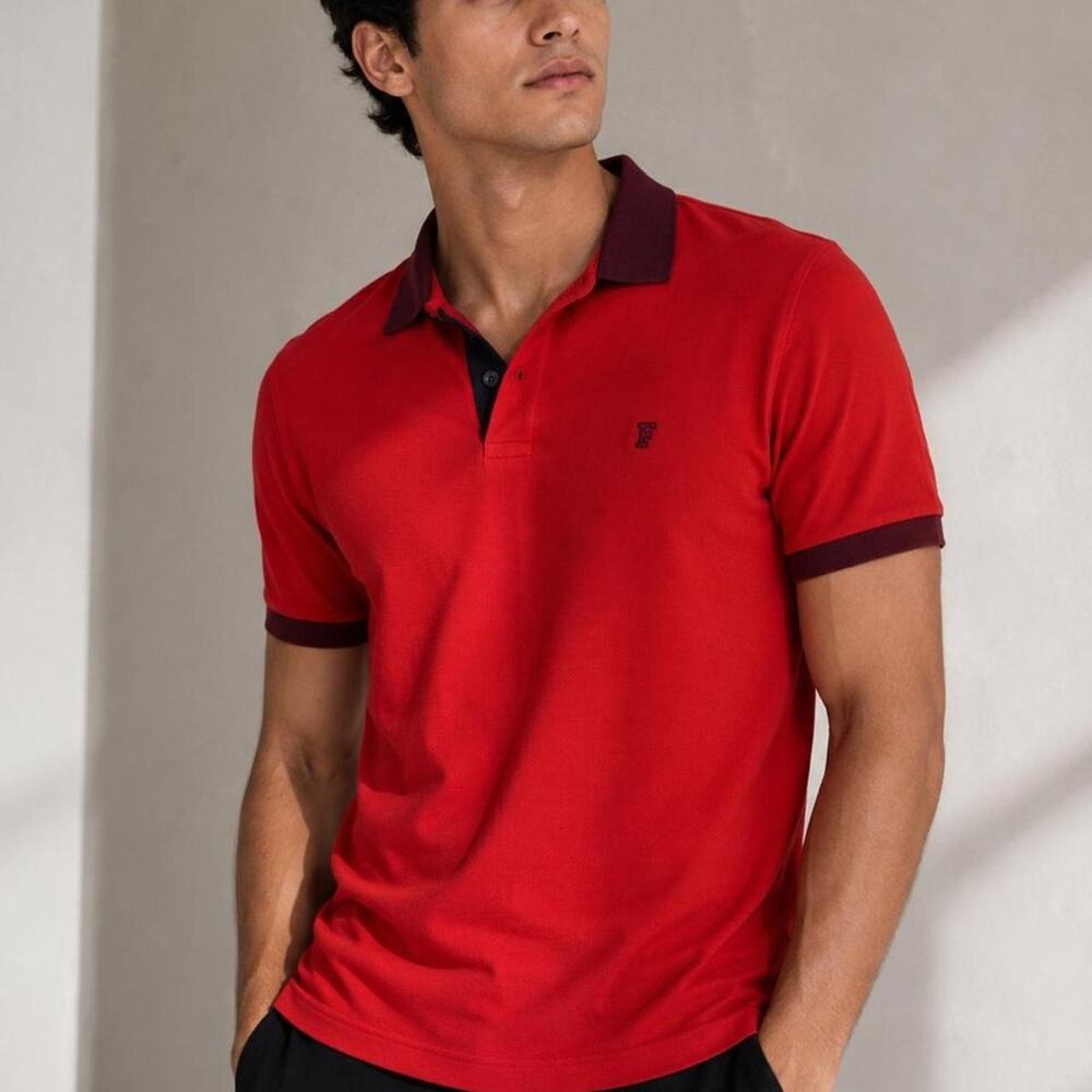 French connection red polo shirt men size M